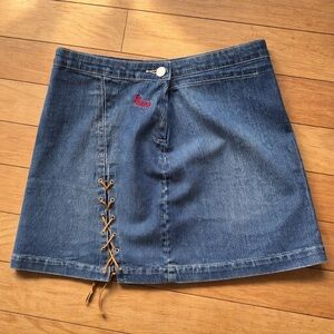 Vintage Y2K Mecca Femme Denim Lace-Up Mini Skirt Streetwear